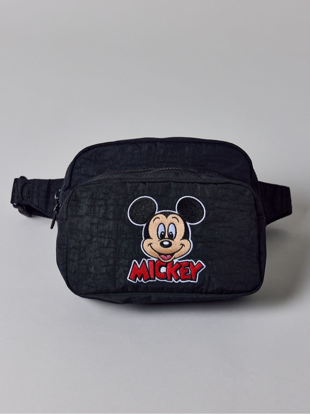 BAGGU X Disney Black Belt Bag with Embroidered Mickey Face and Red Logo NEW NWT